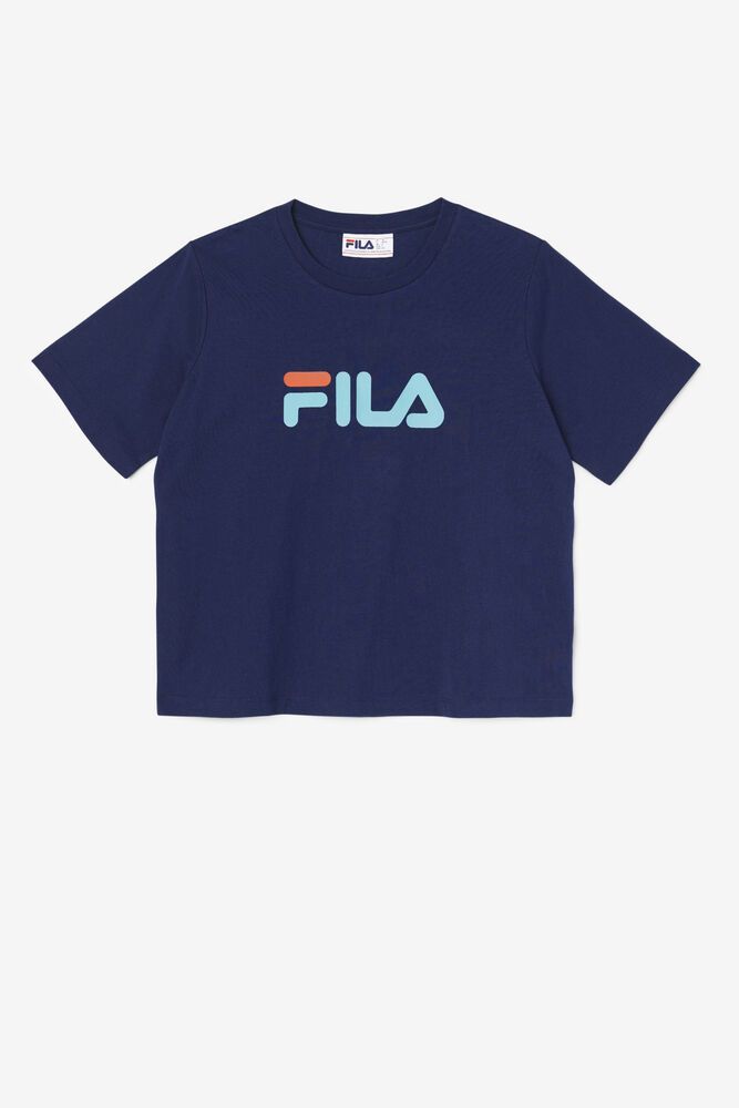 Fila Thea Navy T-Shirt Womens - NZ 69157-SYGU